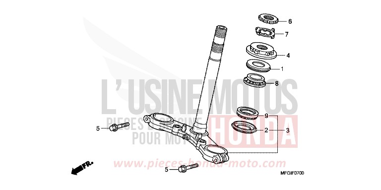 STEERING STEM for CB600F Hornet ABS QUASAR SILVER METALLIC (NHA48) from 2010